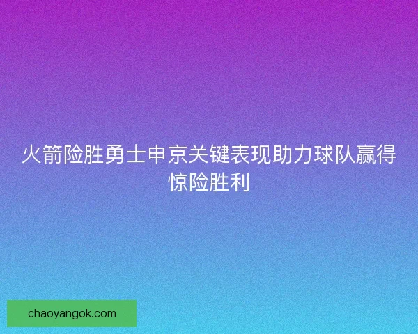 火箭险胜勇士申京关键表现助力球队赢得惊险胜利
