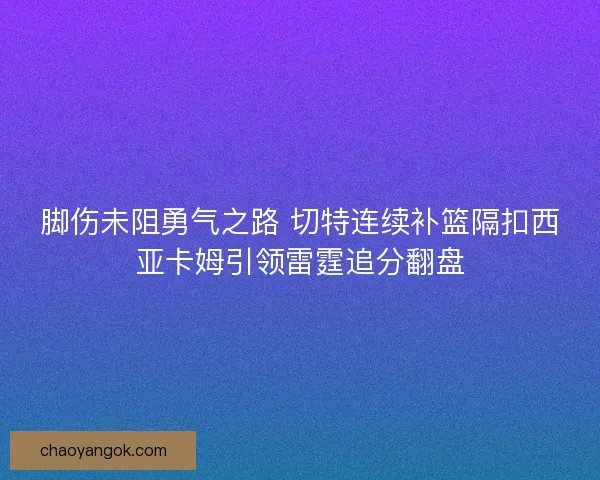 脚伤未阻勇气之路 切特连续补篮隔扣西亚卡姆引领雷霆追分翻盘